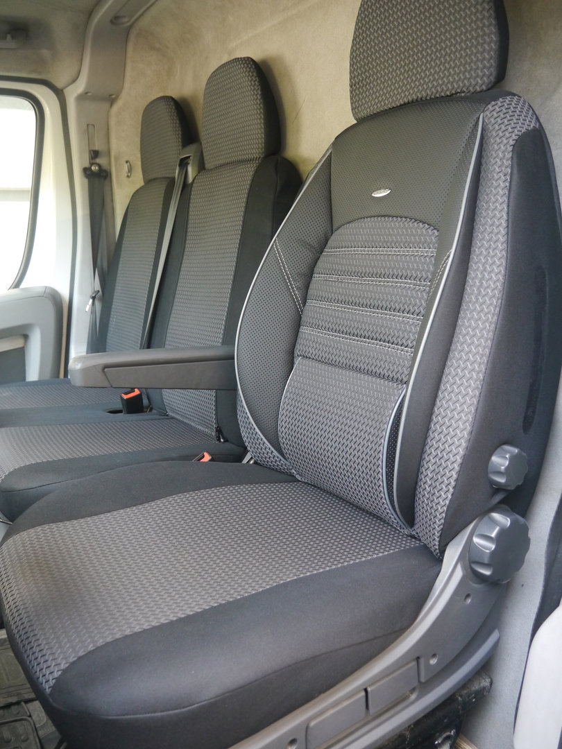 Grauer Gepresster Karomuster Sitzbezüge Opel Vivaro Autositzbezug Set 1+2