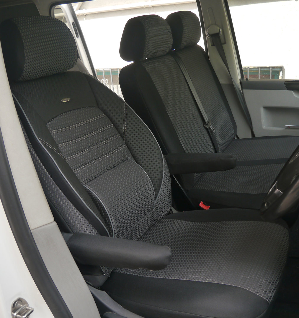VW T5 T6 Transporter Kasten Sitzbezüge Schonbezüge Kunstleder schwarz weiß 
