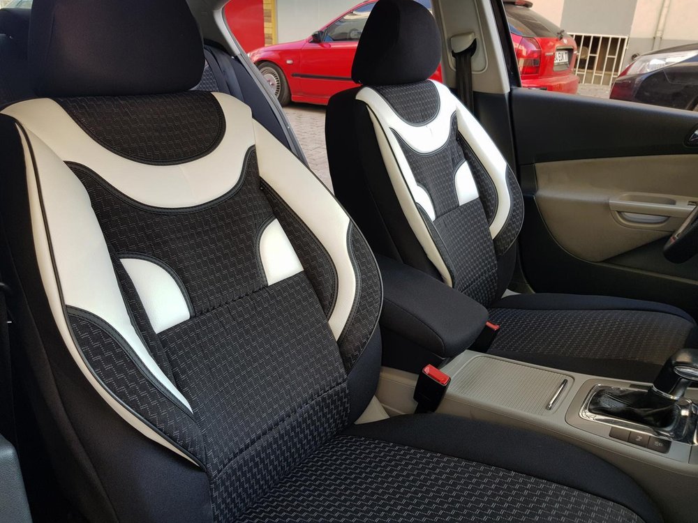 2 vordere Kunstleder Sitzbezüge Schonbezüge Schwarz für Alfa Romeo BMW Citroen