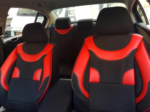 Sitzbezüge Schonbezüge Fiat Strada Pick-up schwarz-rot NO17 komplett