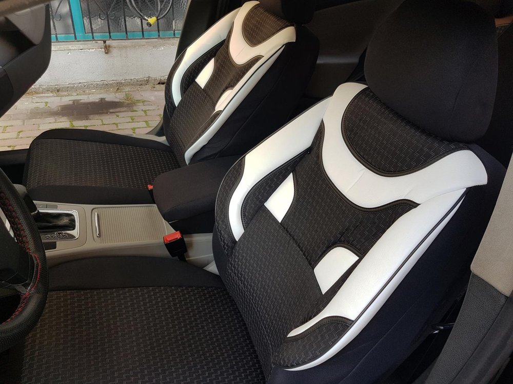 Car Seat Covers Protectors Mercedes Benz C Klasse W203 Black White No20 Complete - White Seat Covers For Cars