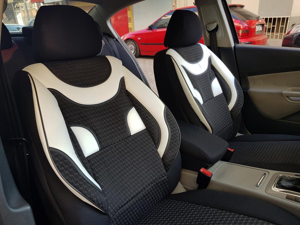Car Seat Covers Protectors Mercedes Benz E Klasse W211 Black White No20 Complete - Black And White Car Seat Strap Covers