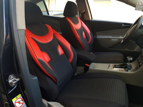 Car seat covers protectors Nissan Qashqai II black-red NO17 complete