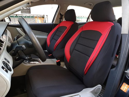 Car seat covers protectors Nissan Qashqai II black-red NO25 complete