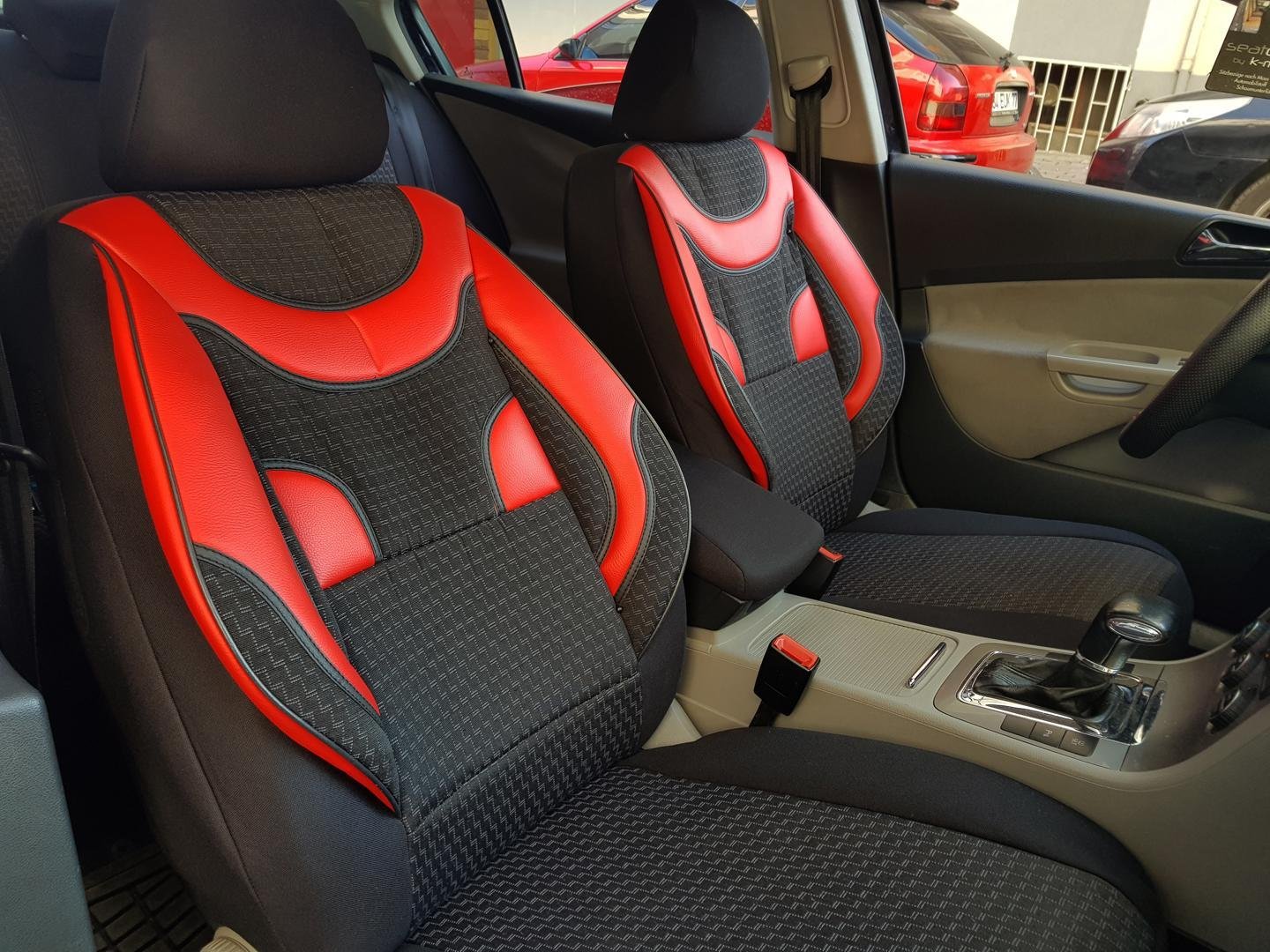 Sitzbezüge Schonbezüge Opel Corsa C schwarz-rot V1 Vordersitze