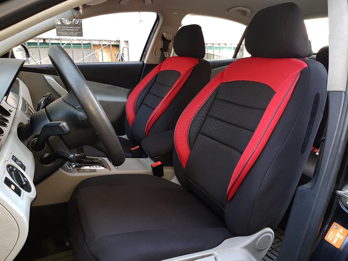 Sitzbezüge Schonbezüge für Renault Clio III schwarz-rot V12