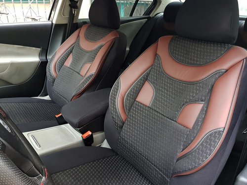 Car seat covers protectors Seat Leon ST(5F) black-bordeaux NO19 complete
