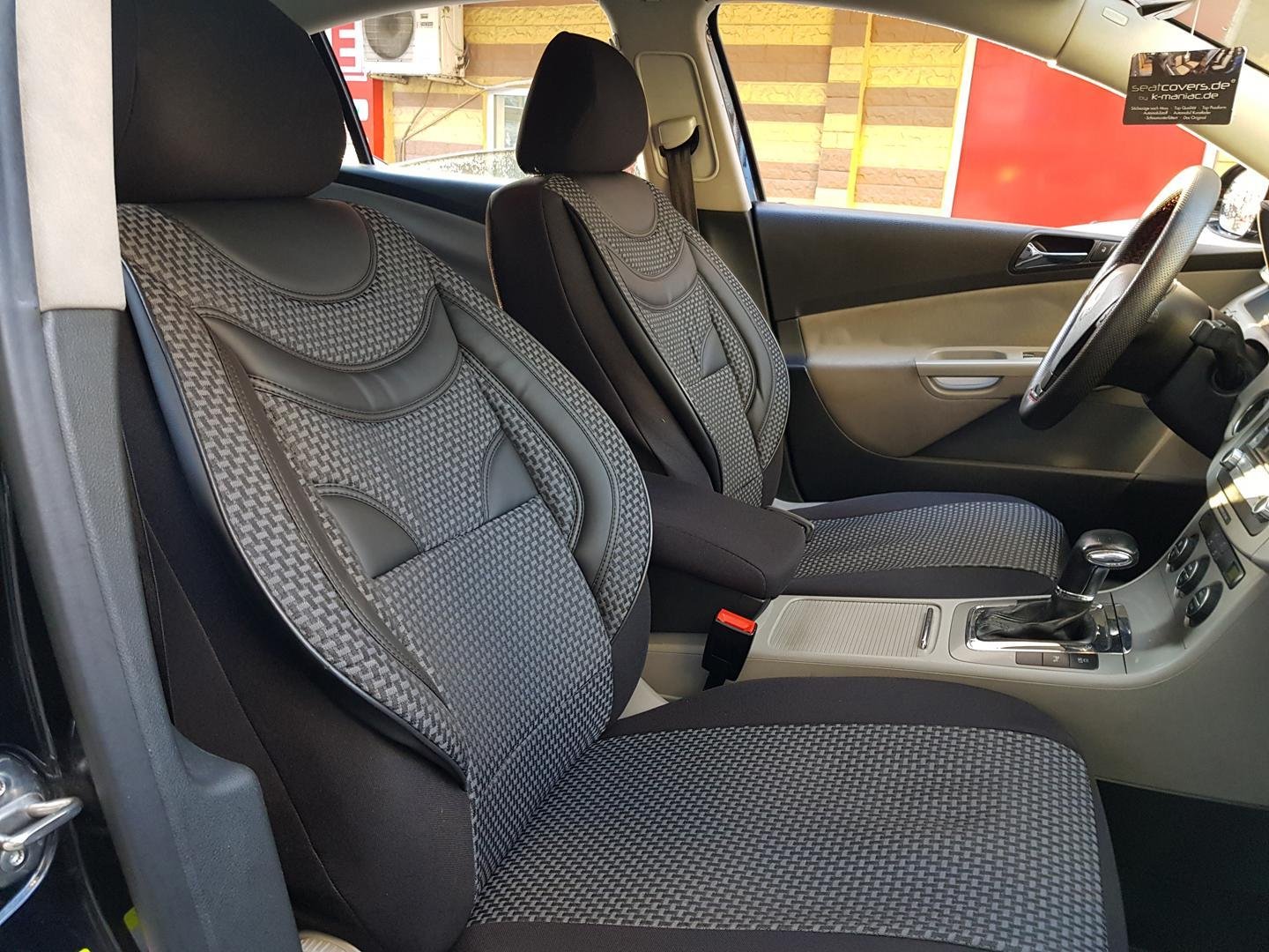 Black/Grey Full Set Front & Rear Car Seat Covers for Suzuki Liana