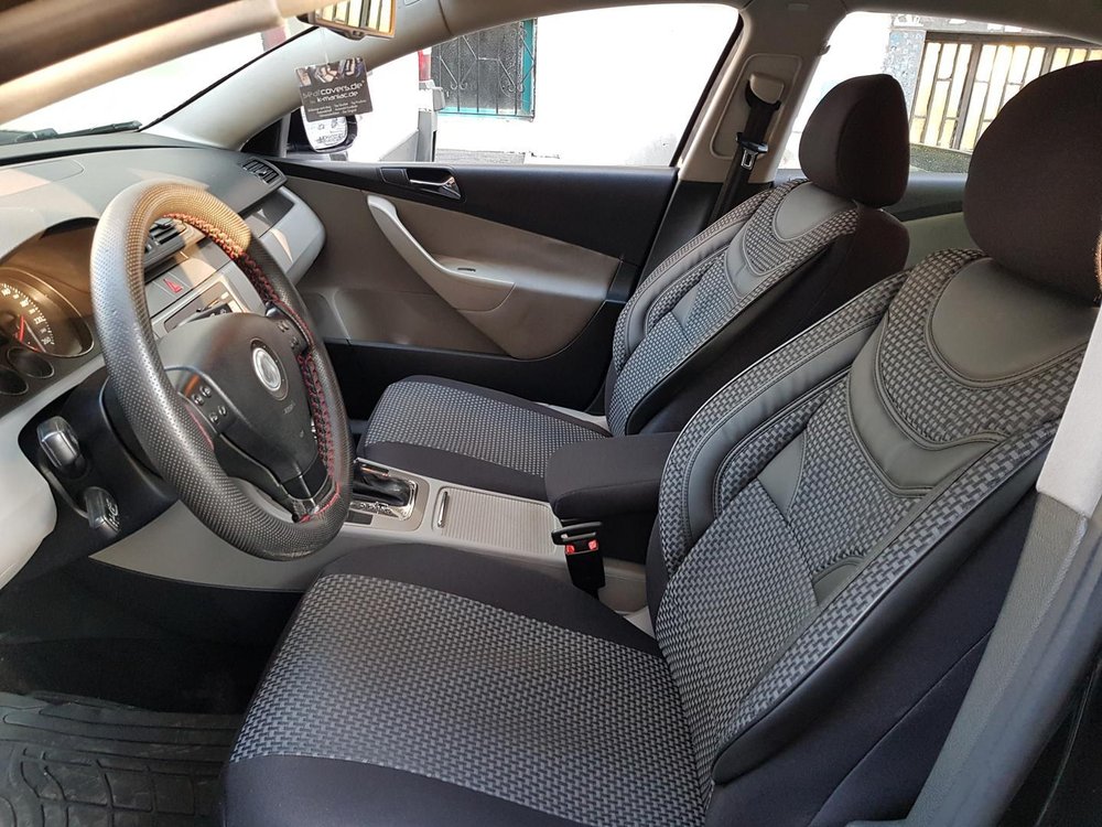 Car Seat Covers Protectors Vw Tiguan Ad1 Black Grey No22 Complete - Vw Tiguan Back Seat Cover