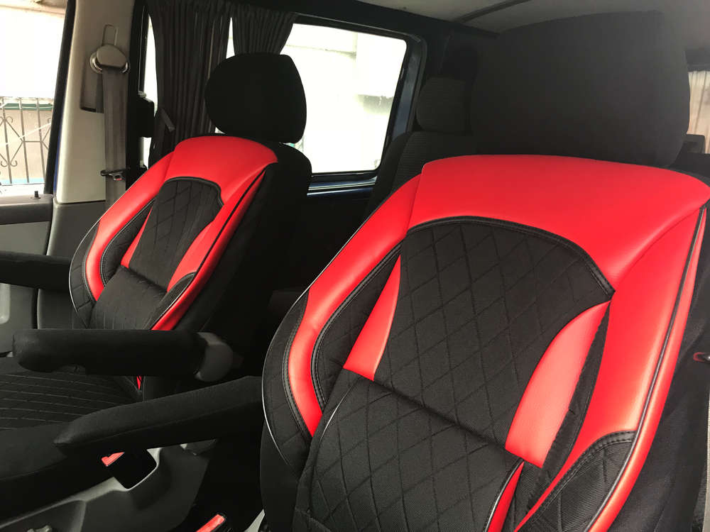 Car Seat Covers Mercedes Sprinter W906 Two Front Seats Black Red - Lime Green And Black Car Seat Covers