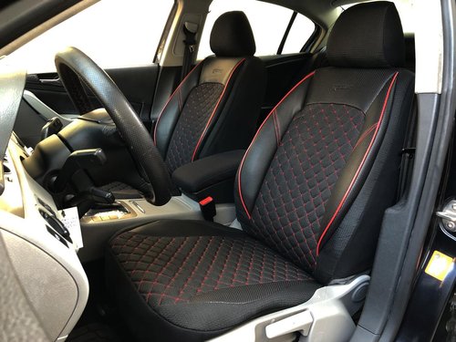 Car seat covers protectors for BMW 1 Series(E87) black-red V12 front seats
