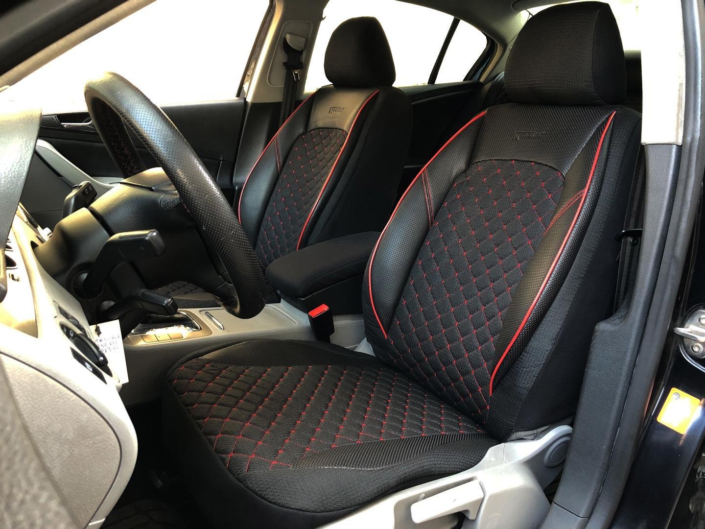 Sitzbezüge Schonbezüge für Ford Focus III Turnier schwarz-rot V12  Vordersitze