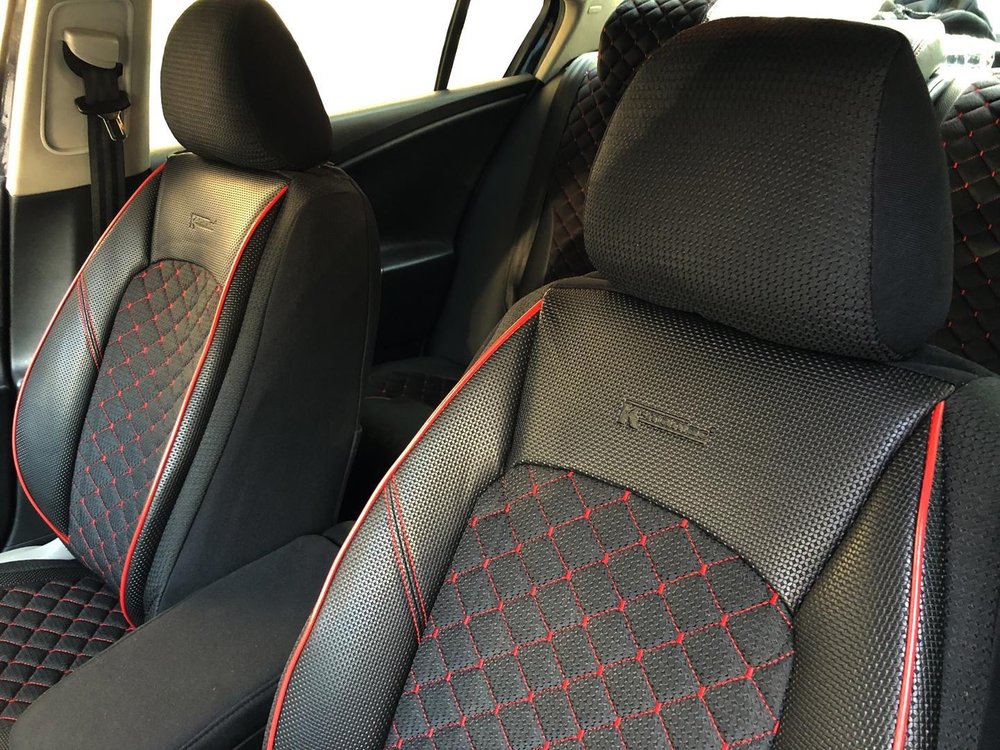 Schwarz-Rote 3d Effekt Sitzbezüge für FORD C-MAX Vorne Sitzbezüge