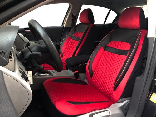 Sitzbezüge Schonbezüge für Alfa Romeo Giulia(AB BJ 2016) schwarz-rot V21 Vordersitze