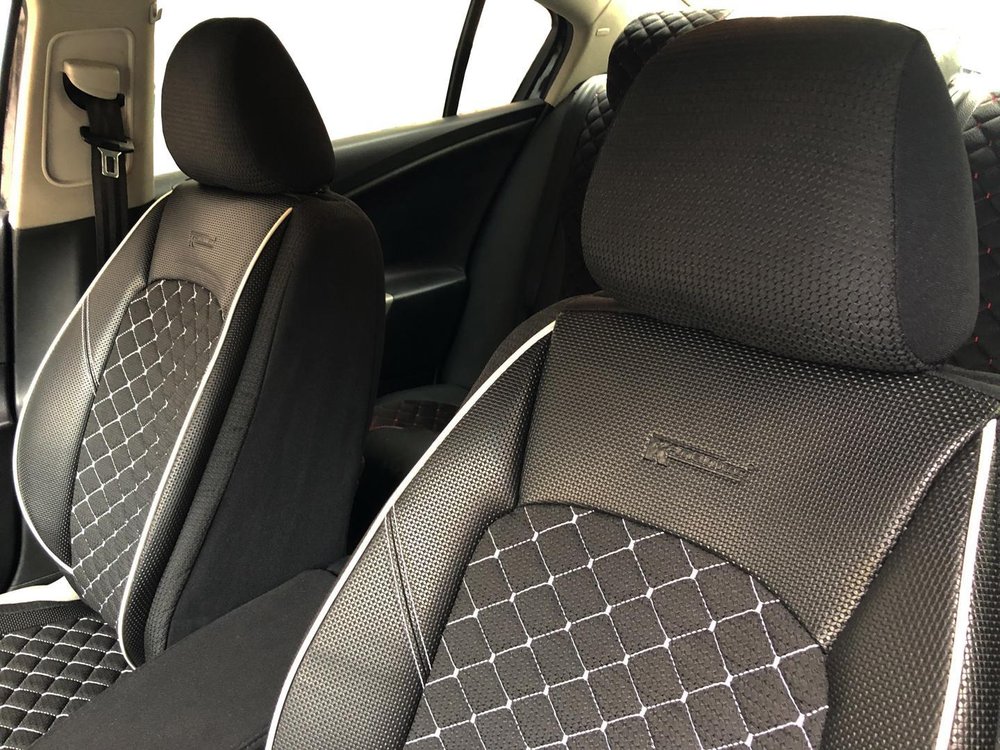 Car Seat Covers Protectors For Jeep Wrangler Iii Black White V13 Front Seats - Jeep Wrangler Cloth Seat Covers