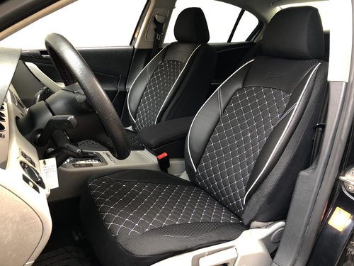 Sitzbezüge Schonbezüge für Mitsubishi Lancer Kombi schwarz-weiss V13 Vordersitze