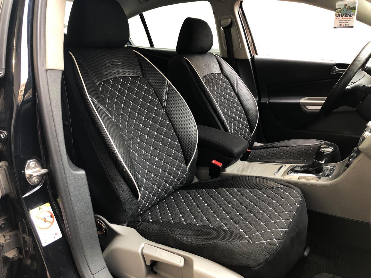 Car Seat Covers Protectors For Skoda Rapid Black White V13 Front Seats - Car Seat Cover Design Photos