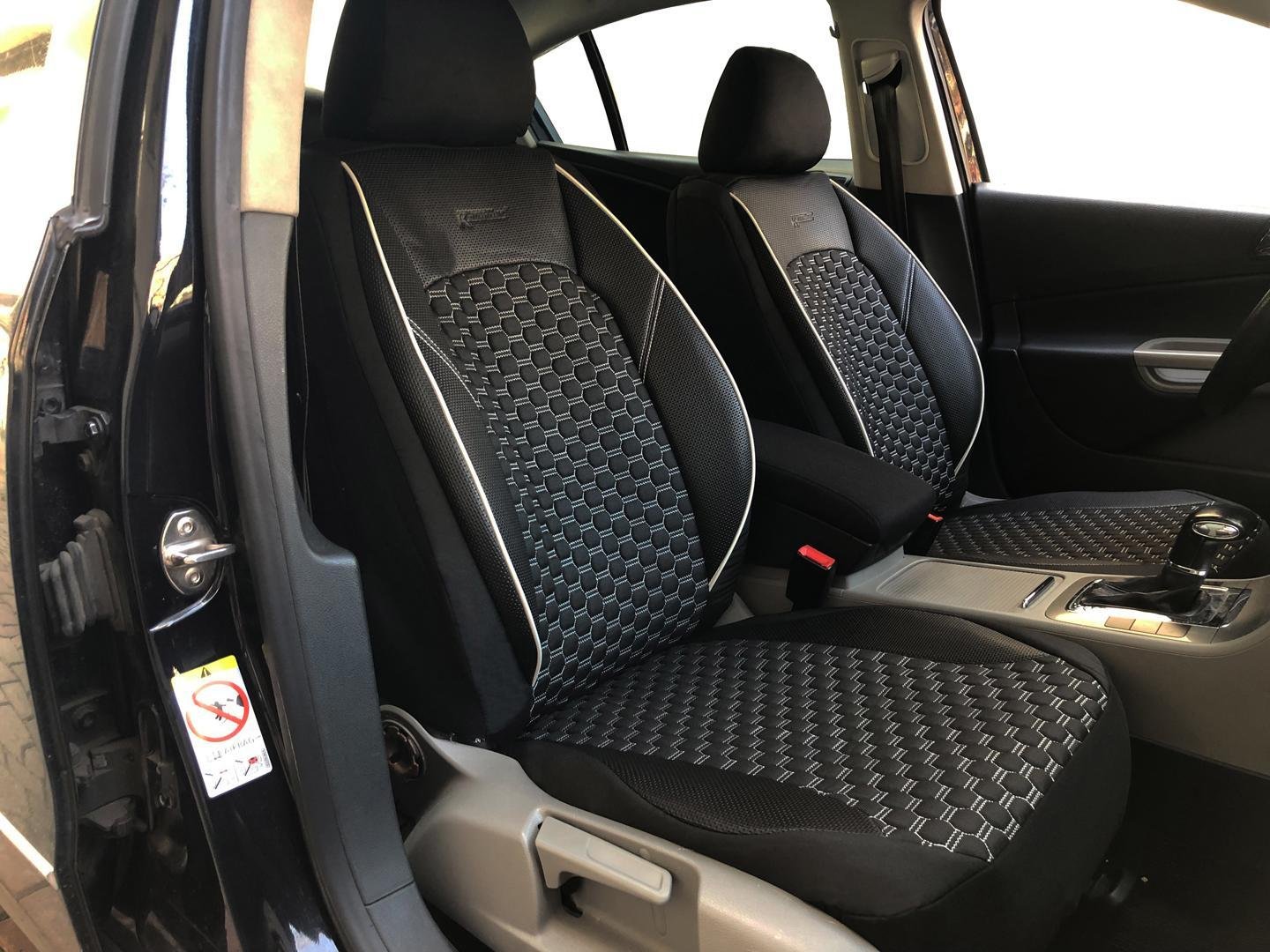 Car Seat Covers Protectors For Dodge Journey Black White V15 Front Seats - 2019 Dodge Journey Seat Covers