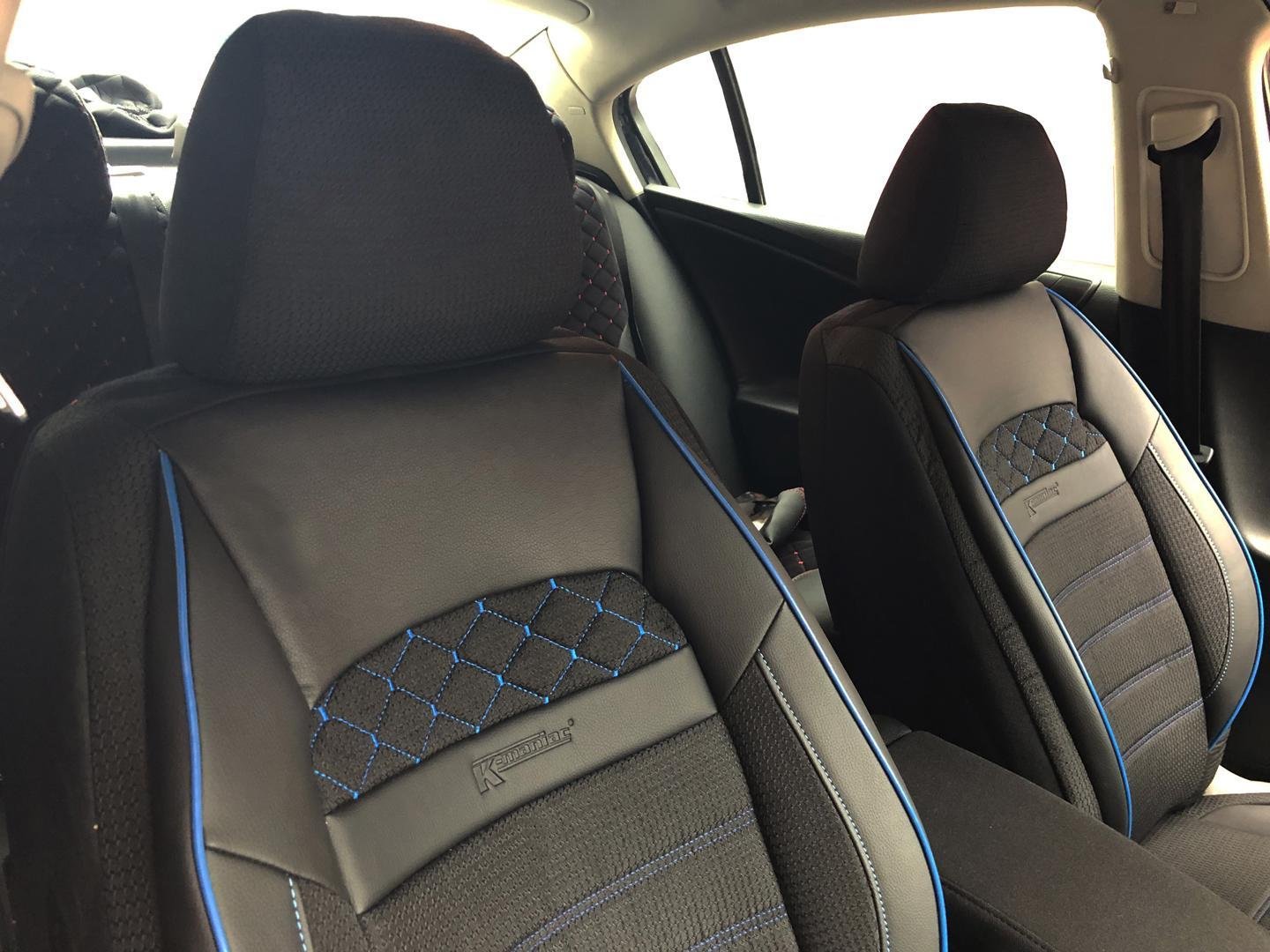 Sitzbezüge Schonbezüge für Seat Ibiza V schwarz-blau V23 Vordersitze