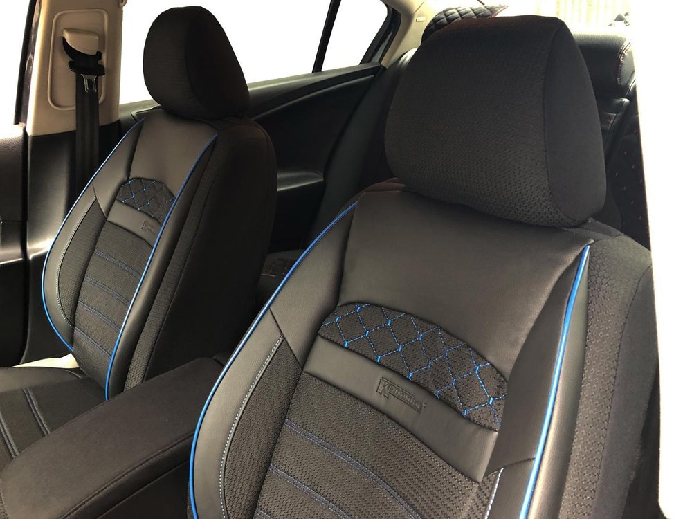 Car Seat Covers Protectors For Vw Golf Mk7 Variant Black Blue V23 Front Seats - Vw Golf Mk7 Leather Seat Covers