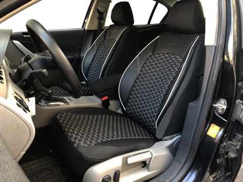 Car seat covers protectors for Mitsubishi Colt Plus VII black-white V15 front seats