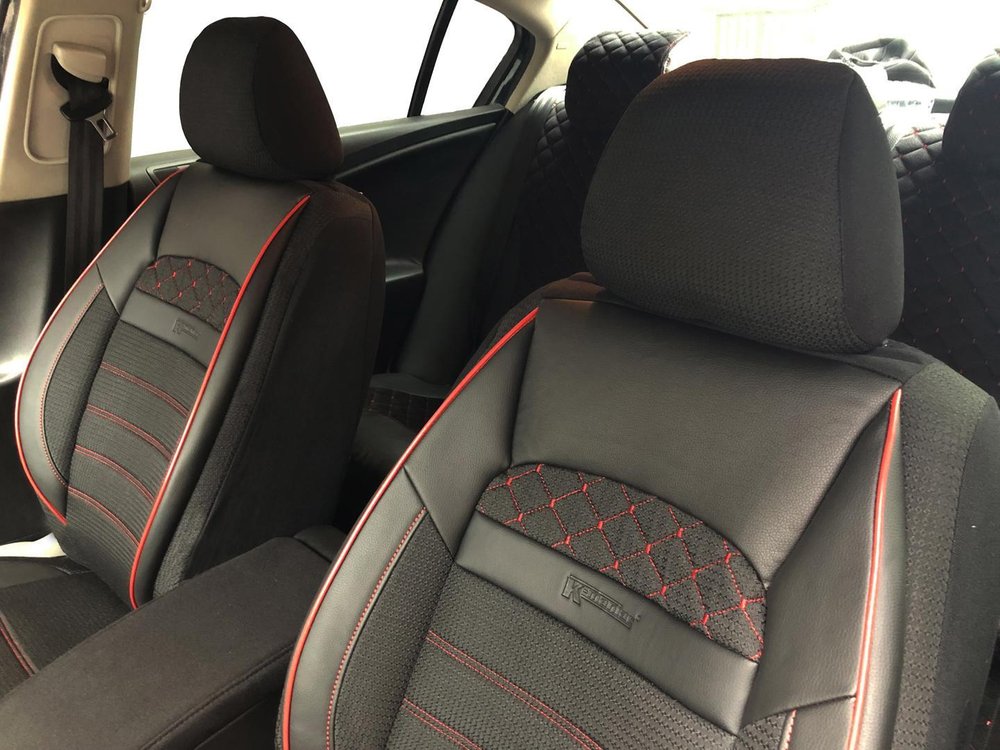 Car Seat Covers Protectors For Jeep Commander Black Red V24 Front Seats - Leather I20 Seat Cover Design