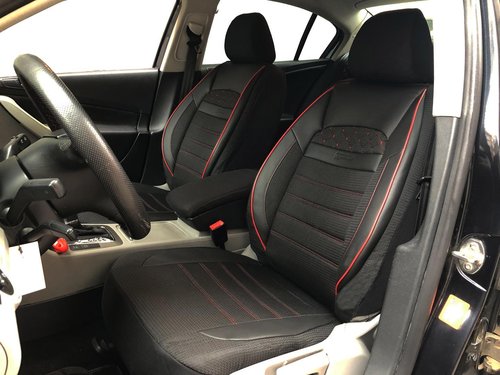 Sitzbezüge Schonbezüge für Volvo V90 Kombi schwarz-rot V24 Vordersitze
