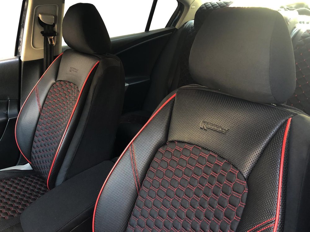 Car Seat Covers Protectors For Mitsubishi Lancer Kombi Black Red V16 Front Seats - Mitsubishi Lancer Car Seat Covers Leather
