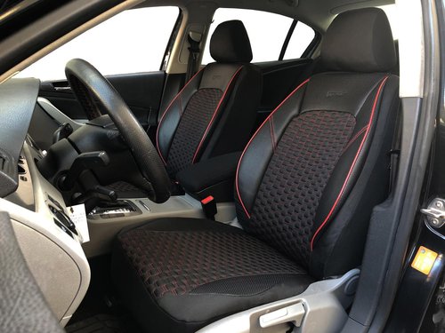 Sitzbezüge Schonbezüge für Volvo V40 Kombi schwarz-rot V16 Vordersitze