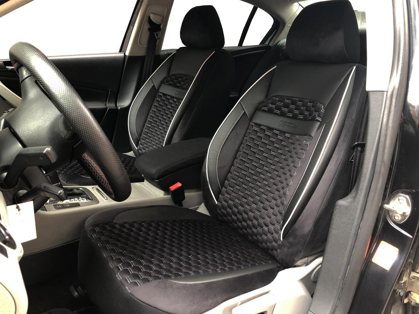 Sitzbezüge Schonbezüge für Citroën C-Elysee schwarz-weiss V18 Vordersitze