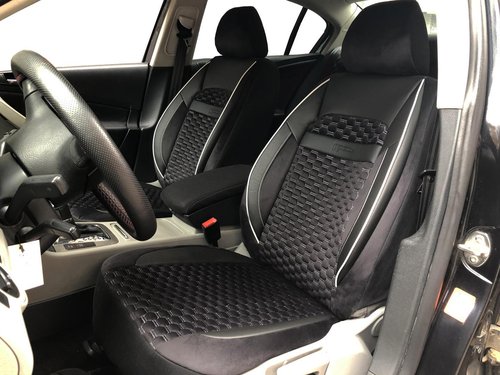Car seat covers protectors for Mitsubishi Colt Plus VII black-white V18 front seats