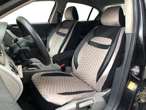 Car seat covers protectors for Infiniti Q50 black-light beige V19 front seats